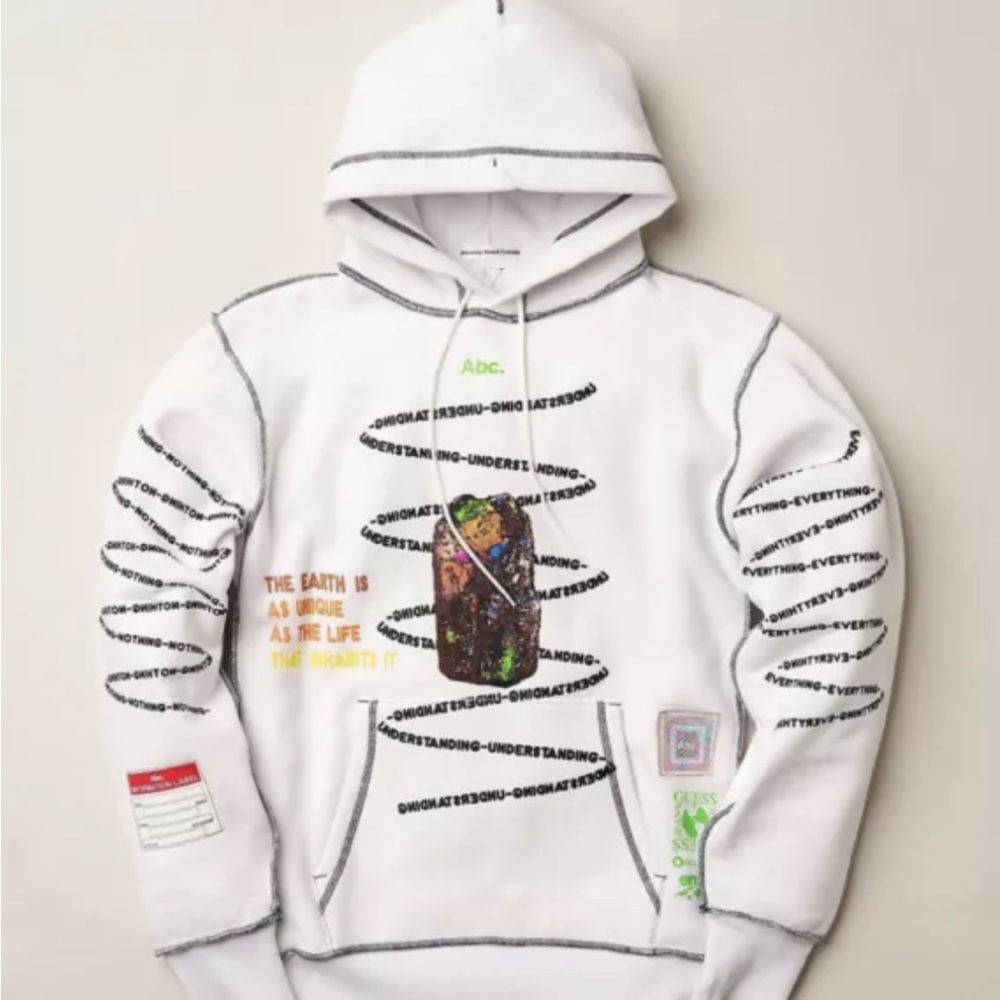 Guess x UCLA Guess Originals Planet Saving Hoodie (White, Size L)